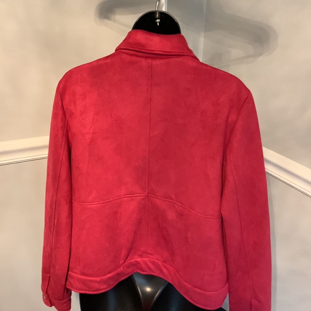 Chico’s Raspberry Scuba Suede Collared Jacket Size 8/10 - Picture 6 of 10